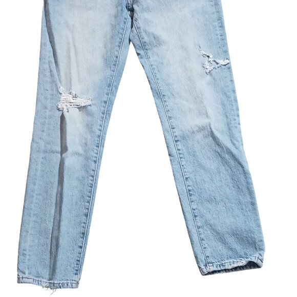 DL1961 Susie Tapered High-Rise Distressed‎ Jeans Women's Size 23 Seaglass Blue - Picture 4 of 15